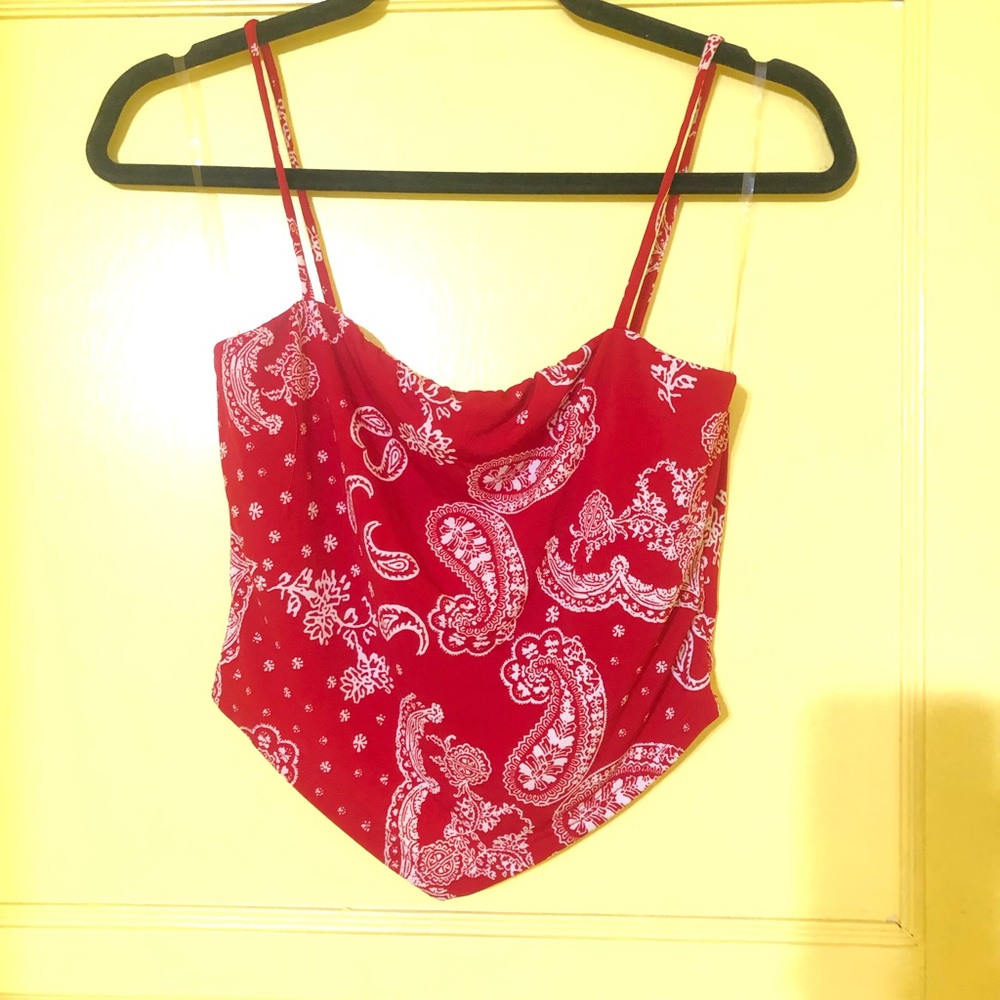 Red Bandana Print Crop Top